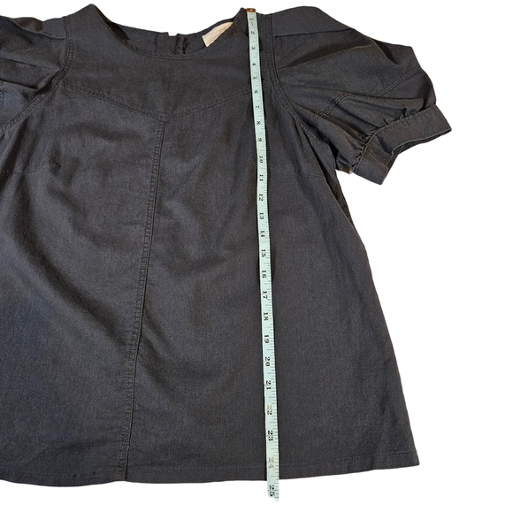Universal Thread Puff Sleeve Denim Blouse, Black, Small - Picture 13 of 14